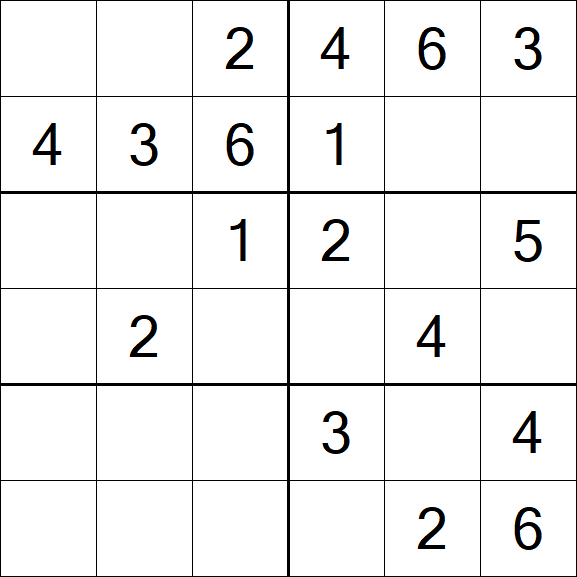 Sudoku 6x6 - Einfach