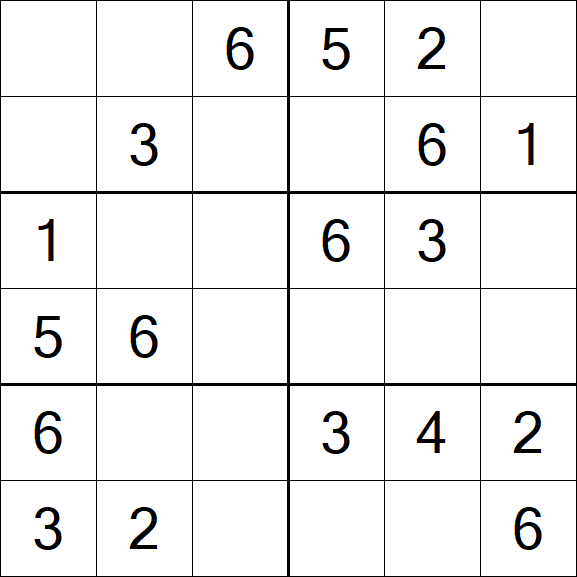 Sudoku 6x6 - Easy