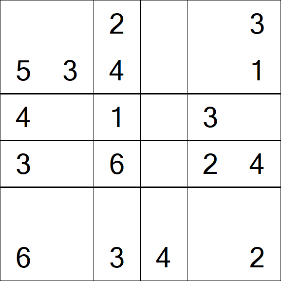 Sudoku 6x6 - Einfach