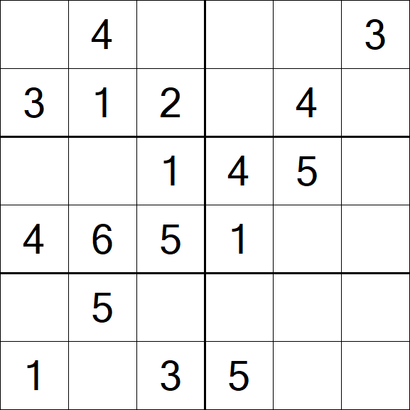 Sudoku 6x6 - Simple