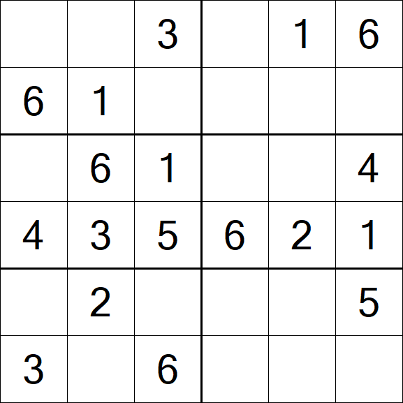 Sudoku 6x6 - Simple