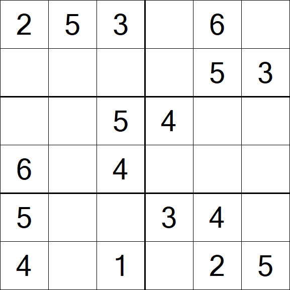 Sudoku 6x6 - Easy