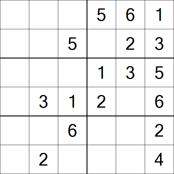 Sudoku 6x6 - Simple