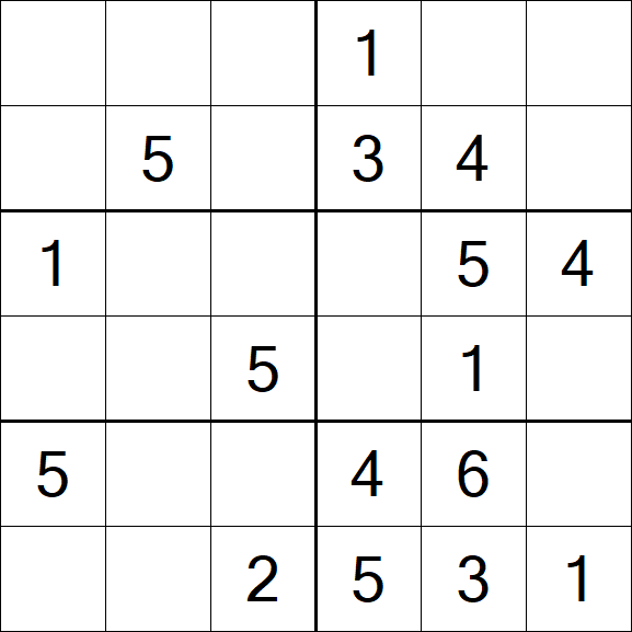 Sudoku 6x6 - Simple
