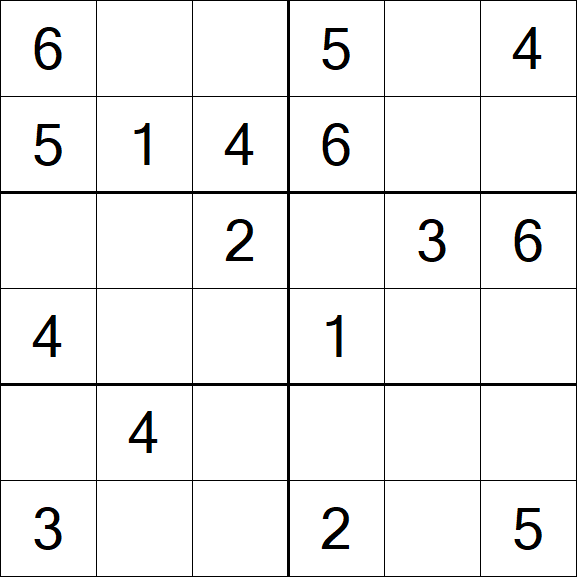 Sudoku 6x6 - Simple