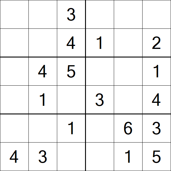 Sudoku 6x6 - Simple