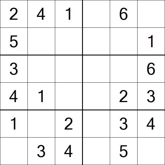 Sudoku 6x6 - Simple