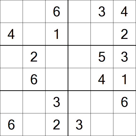 Sudoku 6x6 - Simple