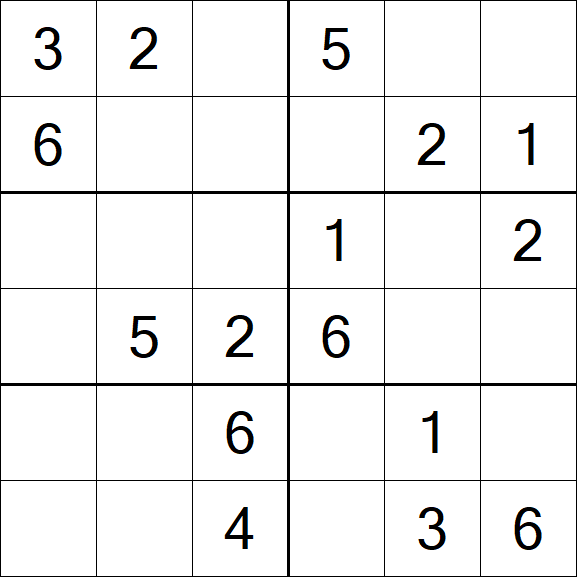 Sudoku 6x6 - Simple
