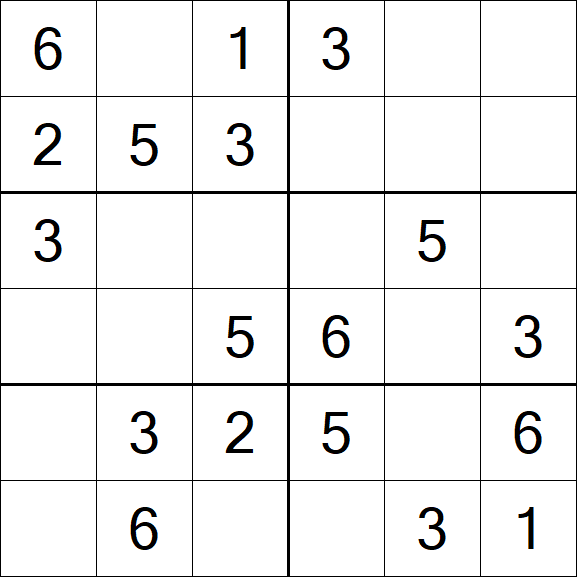 Sudoku 6x6 - Simple