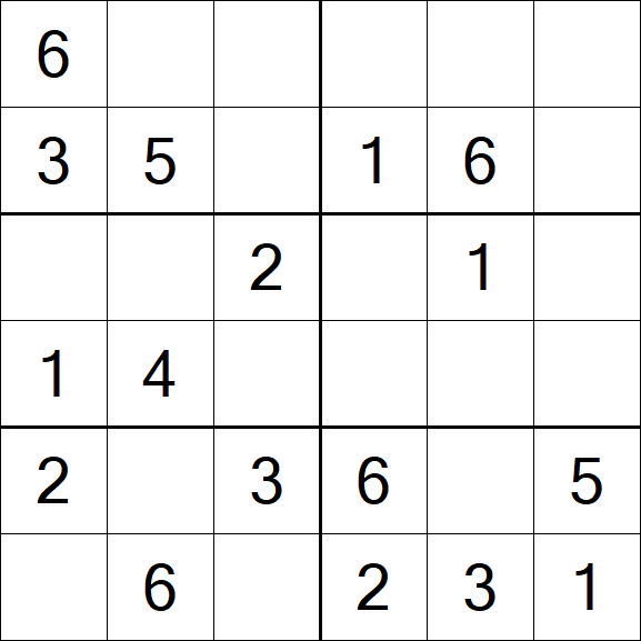 Sudoku 6x6 - Simple