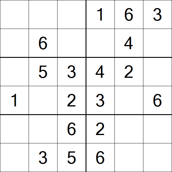 Sudoku 6x6 - Simple