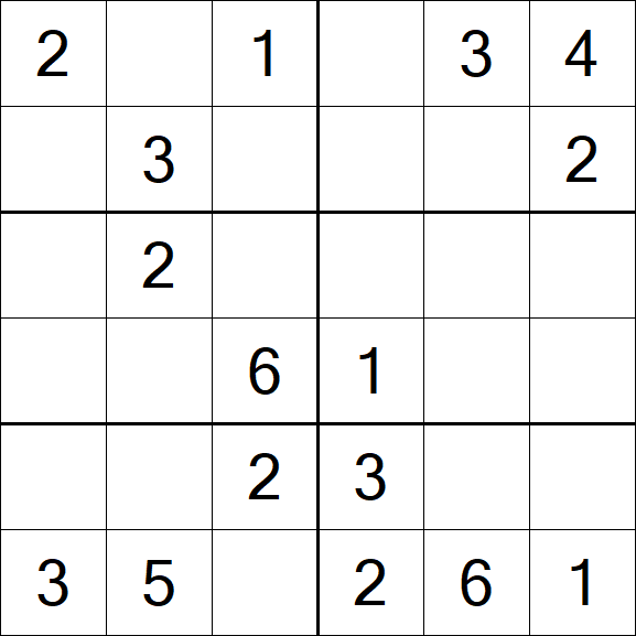 Sudoku 6x6 - Simple