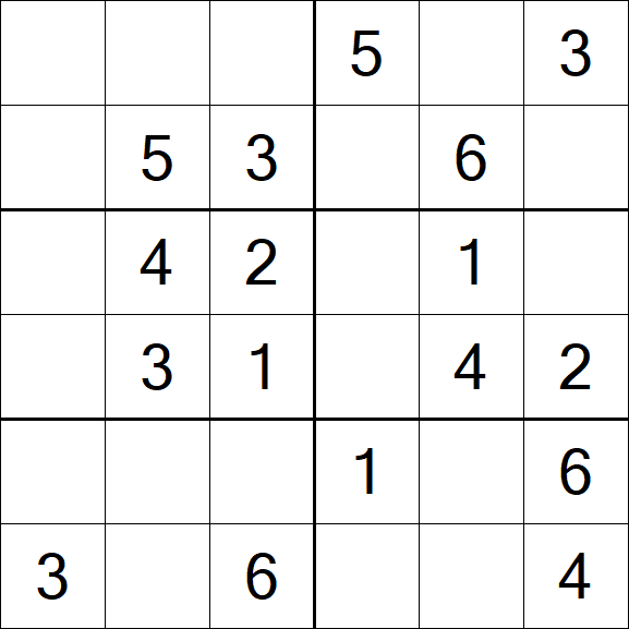 Sudoku 6x6 - Simple