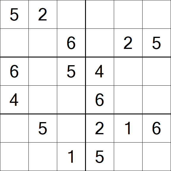 Sudoku 6x6 - Simple