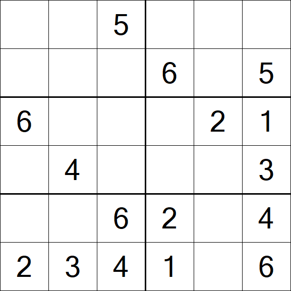 Sudoku 6x6 - Simple