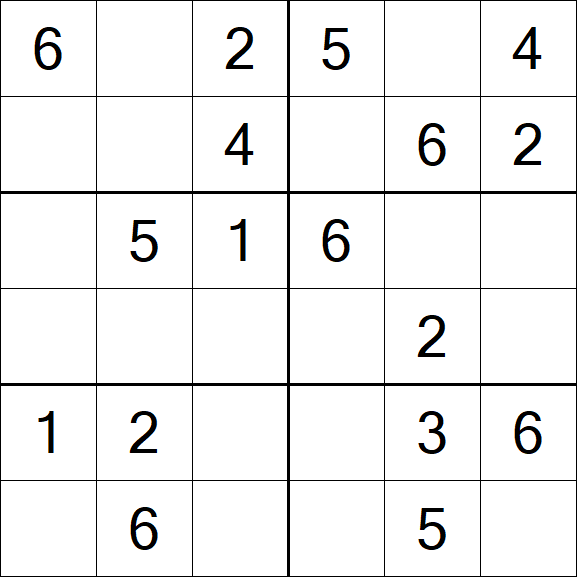 Sudoku 6x6 - Simple