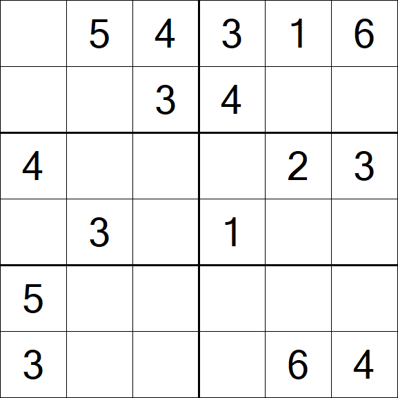 Sudoku 6x6 - Simple