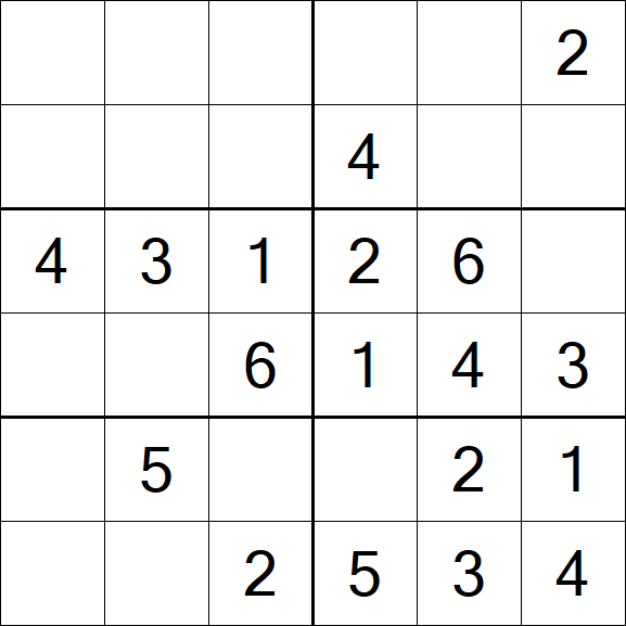 Sudoku 6x6 - Simple