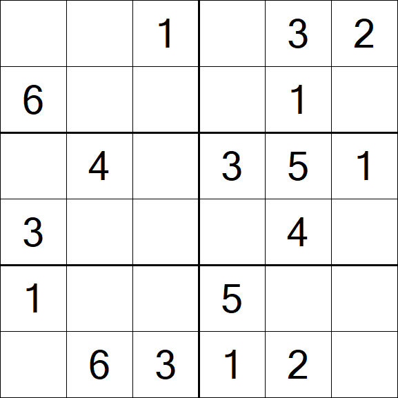 Sudoku 6x6 - Simple
