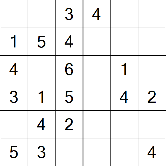 Sudoku 6x6 - Simple
