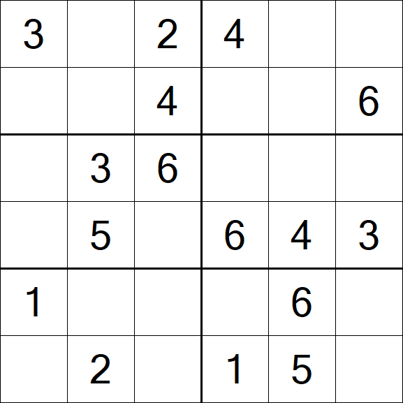 Sudoku 6x6 - Simple