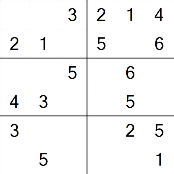 Sudoku 6x6 - Simple