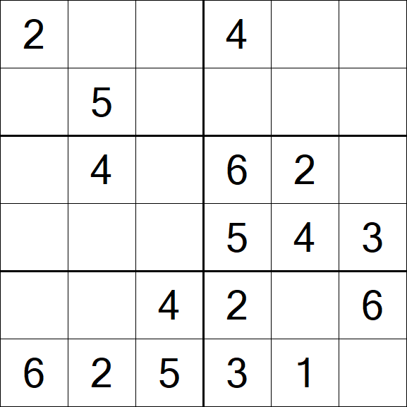 Sudoku 6x6 - Simple