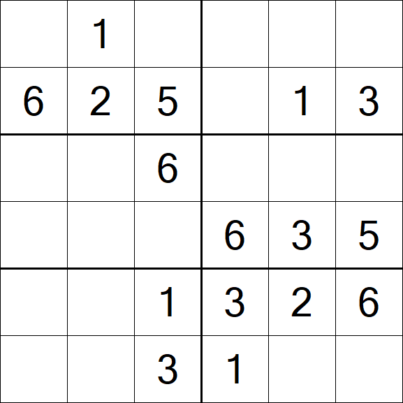 Sudoku 6x6 - Simple