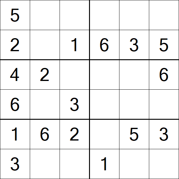 Sudoku 6x6 - Simple