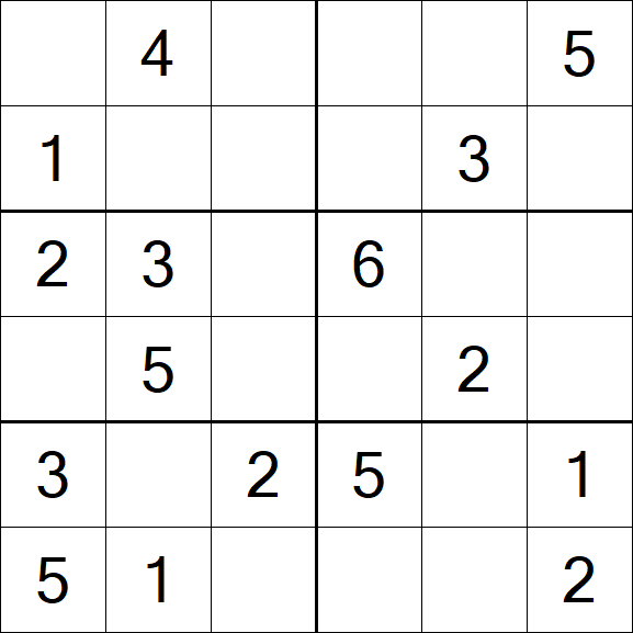 Sudoku 6x6 - Simple