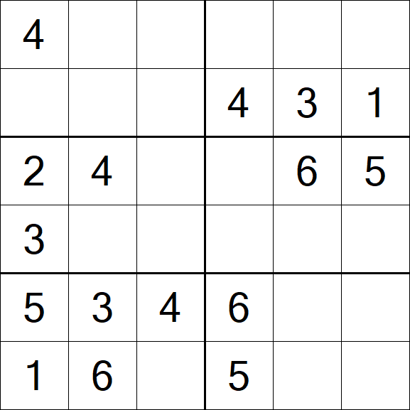 Sudoku 6x6 - Easy