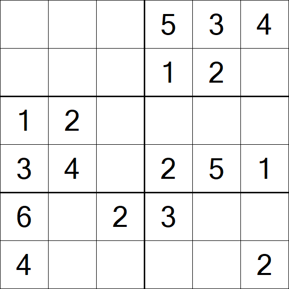 Sudoku 6x6 - Simple