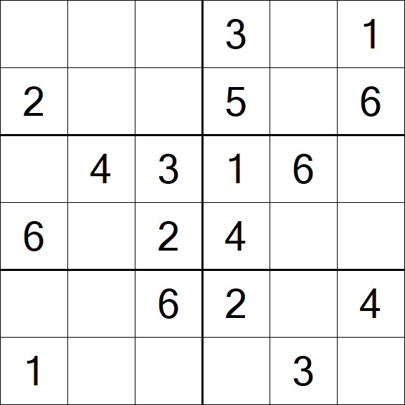 Sudoku 6x6 - Simple
