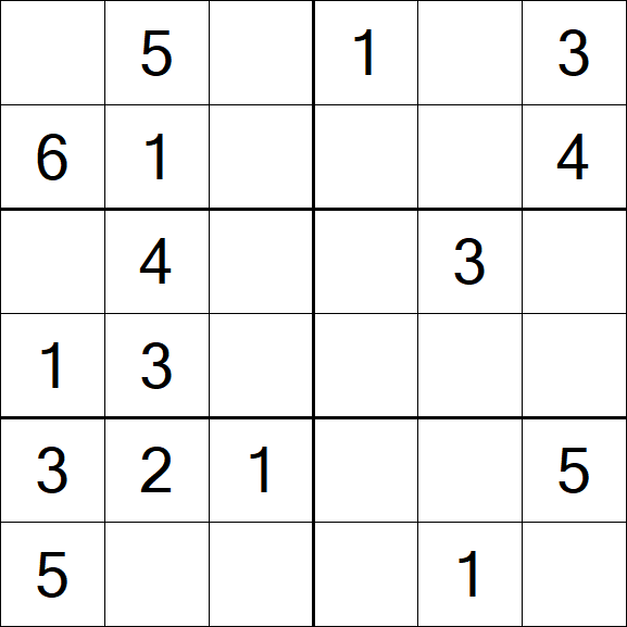 Sudoku 6x6 - Simple