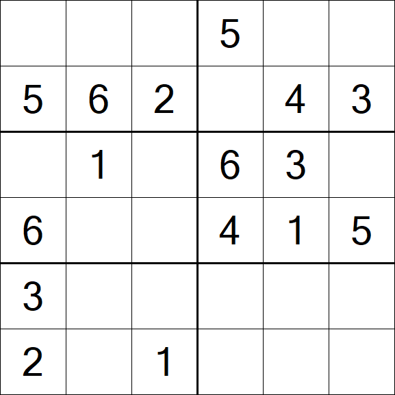 Sudoku 6x6 - Simple