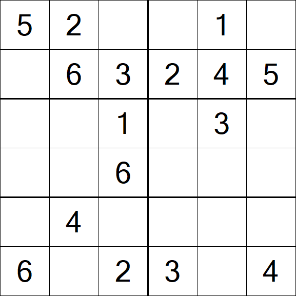 Sudoku 6x6 - Simple