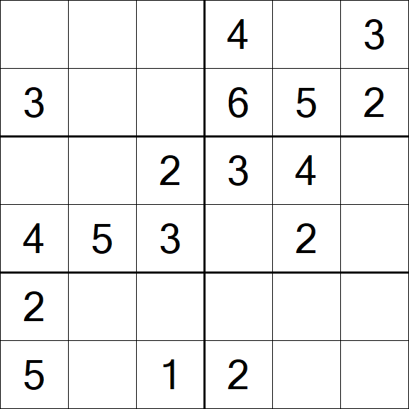 Sudoku 6x6 - Simple