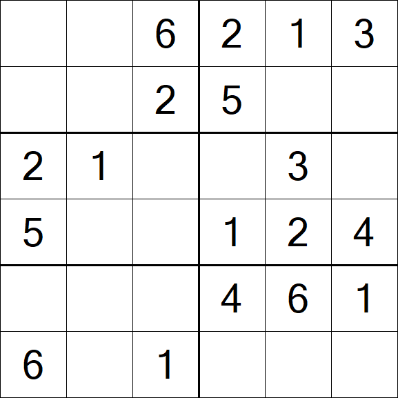 Sudoku 6x6 - Simple