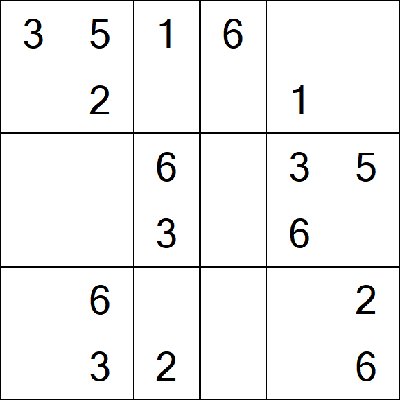 Sudoku 6x6 - Simple