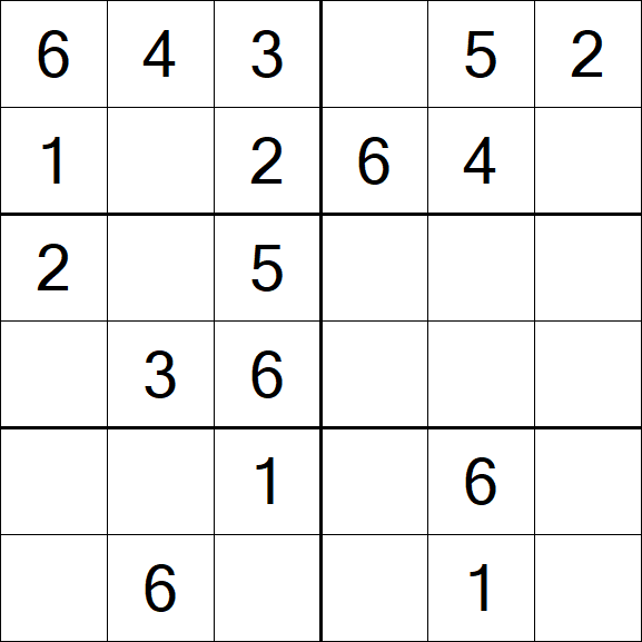 Sudoku 6x6 - Simple