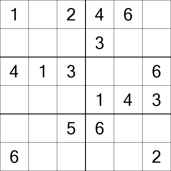 Sudoku 6x6 - Simple