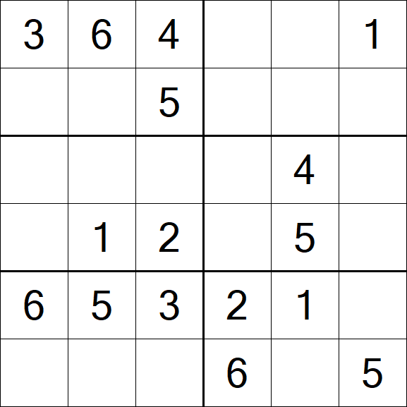 Sudoku 6x6 - Simple