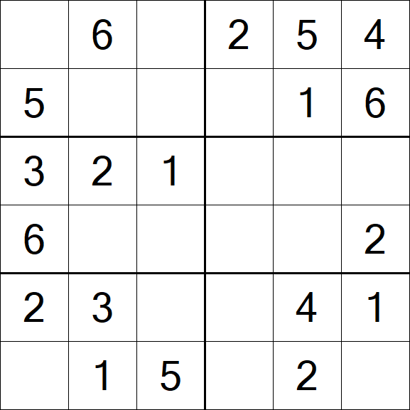 Sudoku 6x6 - Simple