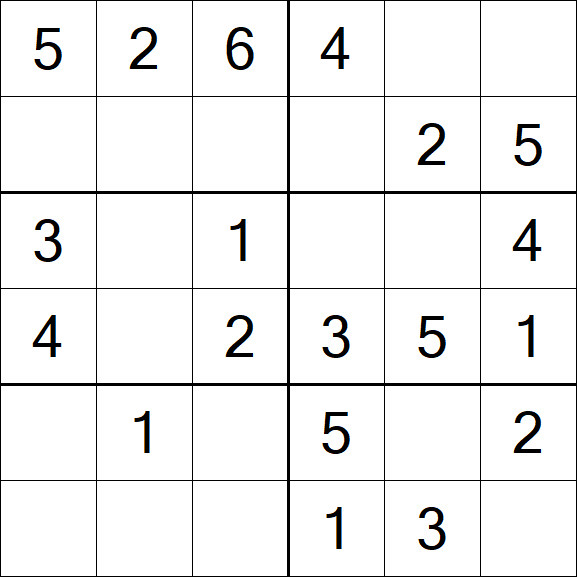 Sudoku 6x6 - Simple