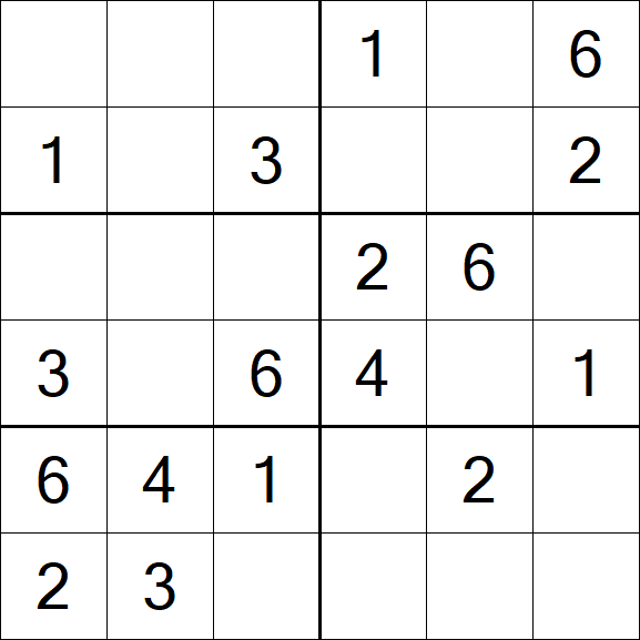 Sudoku 6x6 - Simple