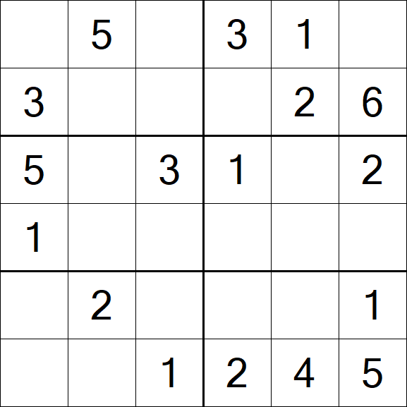 Sudoku 6x6 - Simple