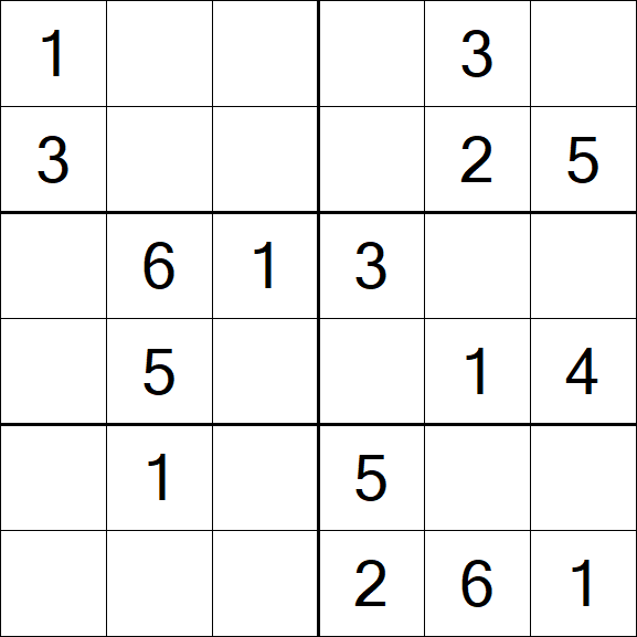 Sudoku 6x6 - Simple