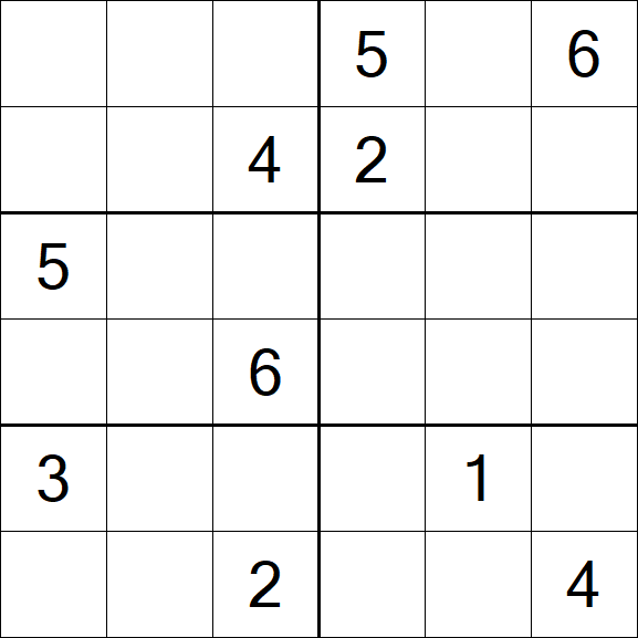 Sudoku 6x6 - Hard