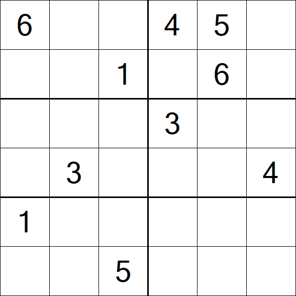 Sudoku 6x6 - Hard